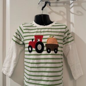 Be Mine Green Fall Tractor Applique Shirt